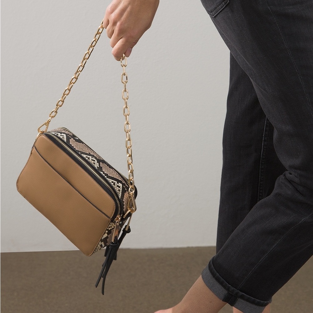 Chico’s Snake Print Crossbody Bag- New!